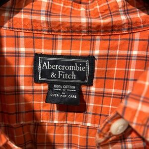 Abercrombie & Fitch Men's Orange Checkered Shirt